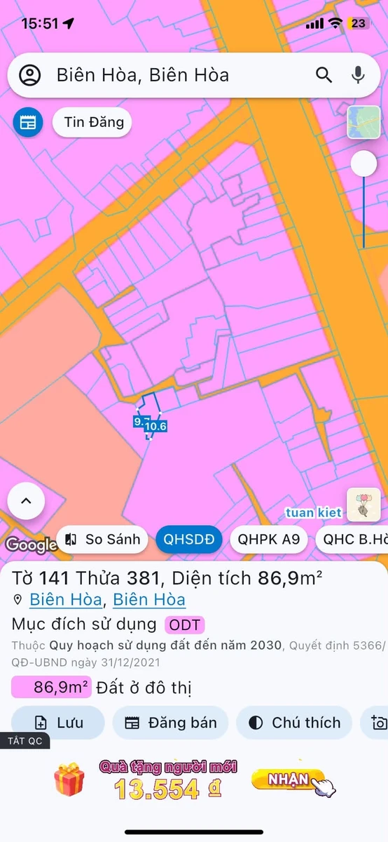 Bán đất Biên Hoà 87m² chỉ 1 tỷ 380 - Ảnh 1