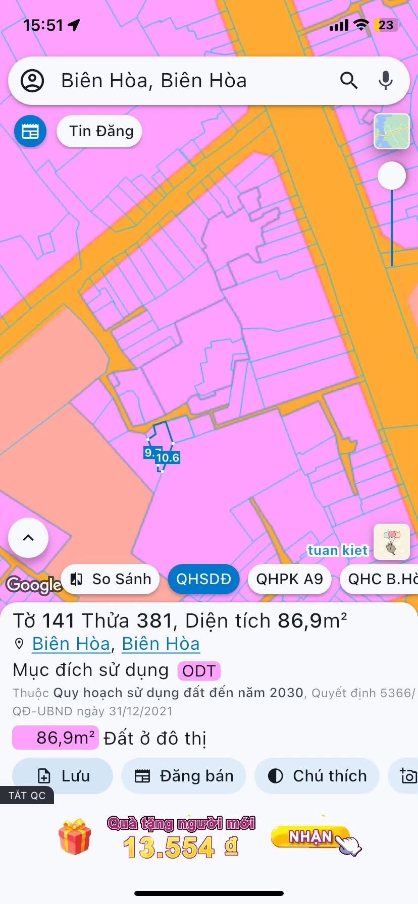 Bán đất Biên Hoà 87m² chỉ 1 tỷ 380 - Ảnh 1