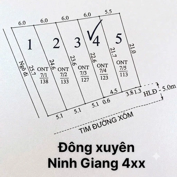 Bán lô đất 123m2 mặt tiền 5.1m ở Ninh Giang, Hải Phòng