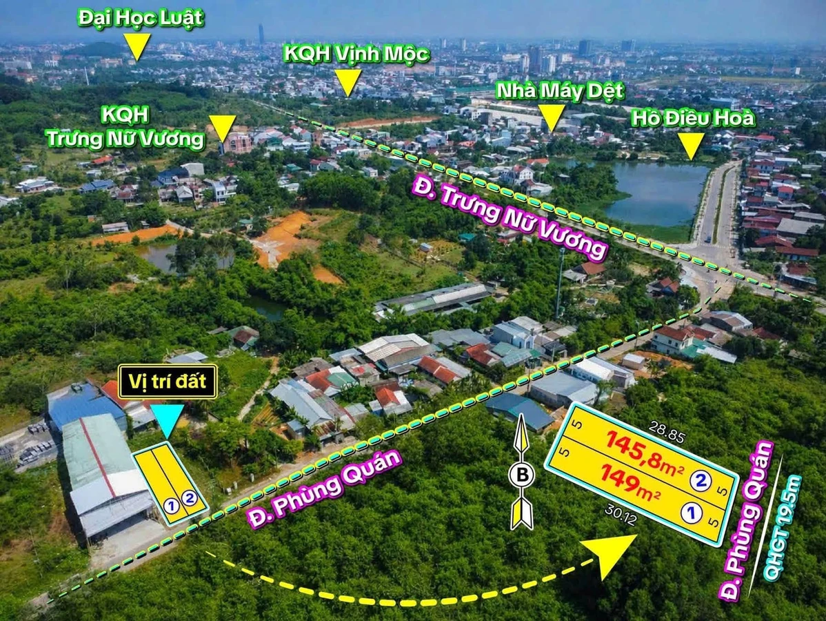 Bán 2 lô đất liền kề mặt tiền Phùng Quán Huế 145-149m² 2.1 tỷ - Ảnh thu nhỏ 5