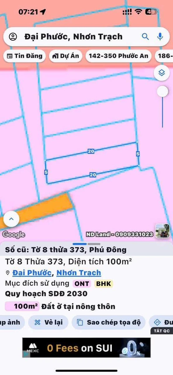 Bán đất 100m² Phú Đông Đại Phước Đồng Nai 1 tỷ 550 - Ảnh 1