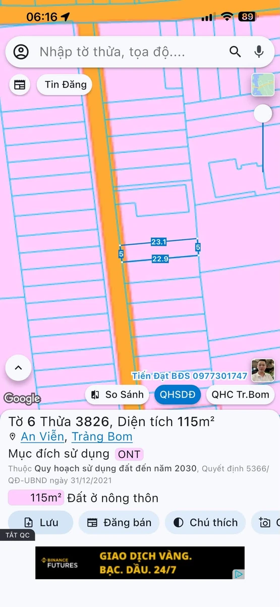 Bán đất 5x23m (115m²) 1 tỷ tại xã An Viễn, Bình Dương - Ảnh 1