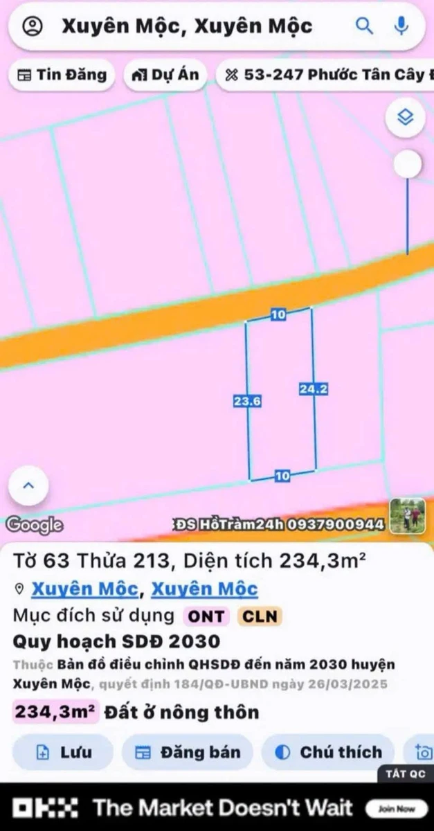 Bán lô đất 240m² Xã Xuyên Mộc, Nhà Bè - Ảnh 1
