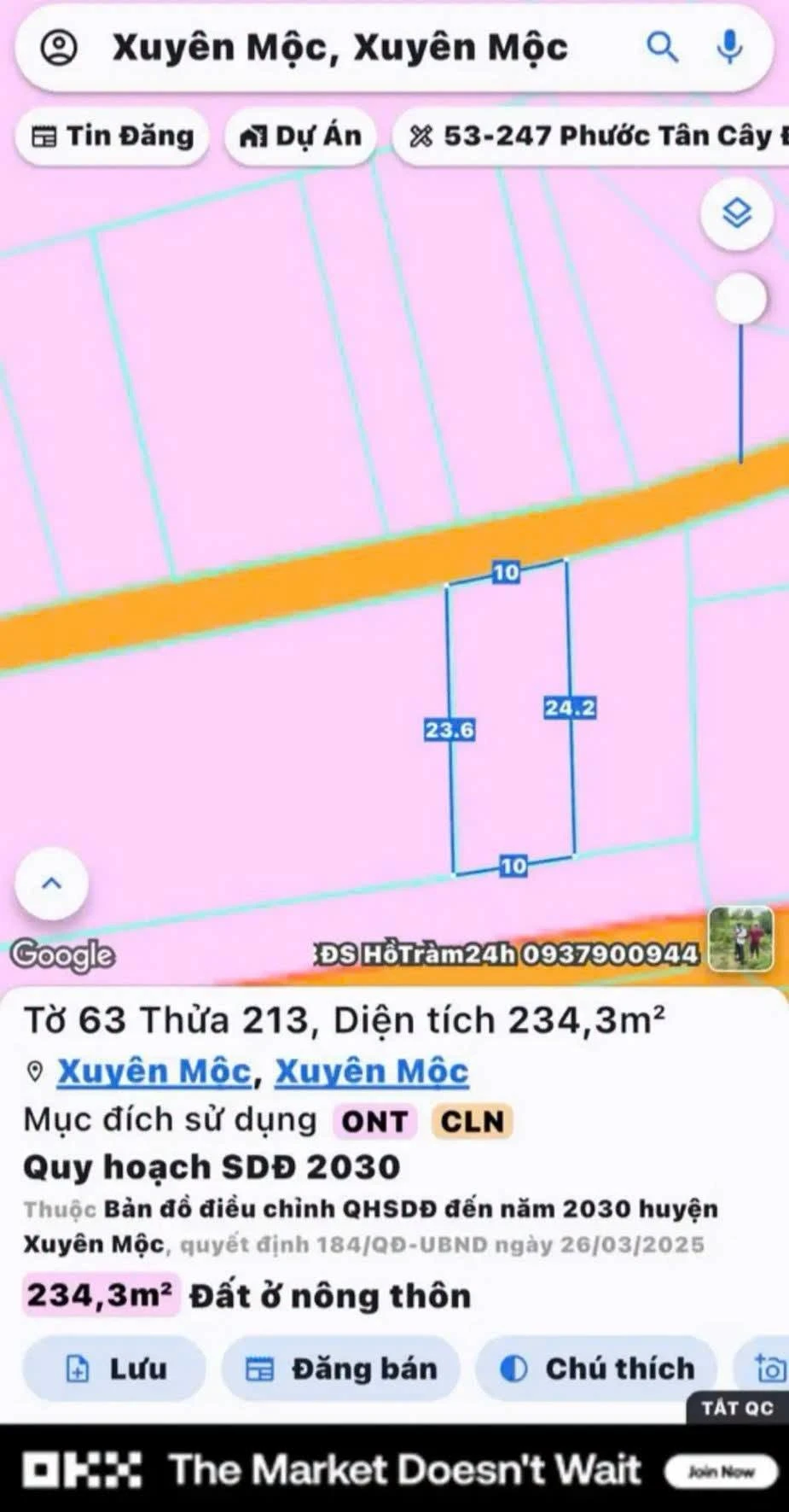 Bán lô đất 240m² Xã Xuyên Mộc, Nhà Bè - Ảnh 1