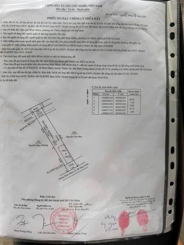 Bán đất mặt tiền Bình Nhâm 23, 343m2 ngang 7m, giá 5,85 tỷ, Thuận An