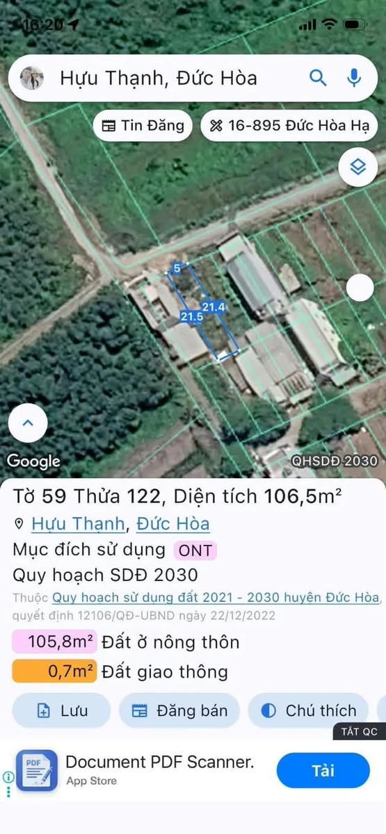 Đất bán 5x20m Ấp 2 Hữu Thạnh Long An 870 triệu - Ảnh thu nhỏ 4