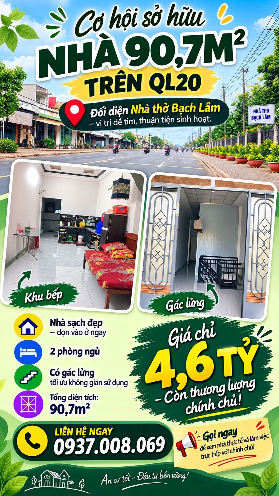 Bán nhà 90,7m² mặt tiền QL20 giá 4,6 tỷ - Ảnh 1