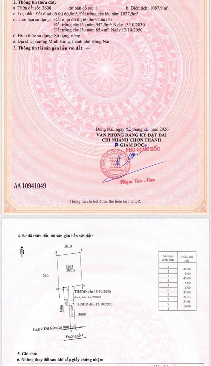 Bán đất sào hơn 1000m2 thổ cư 695 triệu Bình Dương - Ảnh 1