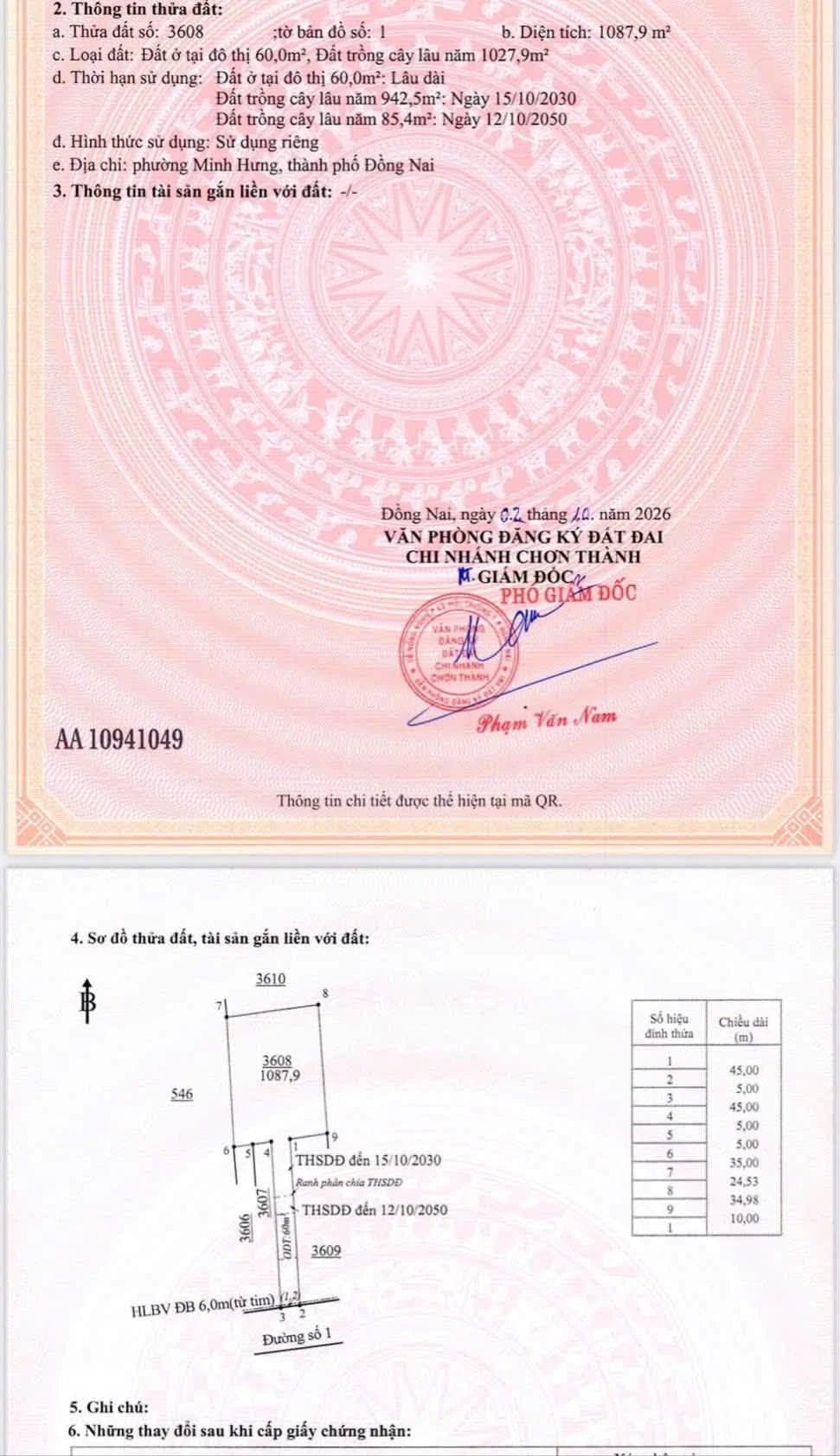 Bán đất sào hơn 1000m2 thổ cư 695 triệu Bình Dương - Ảnh 1