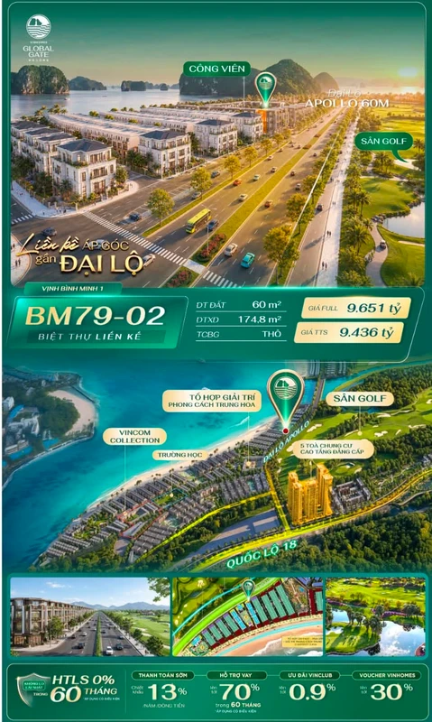 Bán biệt thự liền kề Vinhomes Global Gate Hạ Long 174,8m² 9,651 tỷ