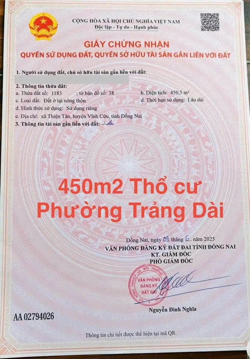 Bán đất sổ riêng 450m2 tại Phường Trảng Dài, Đồng Nai - Ảnh 1