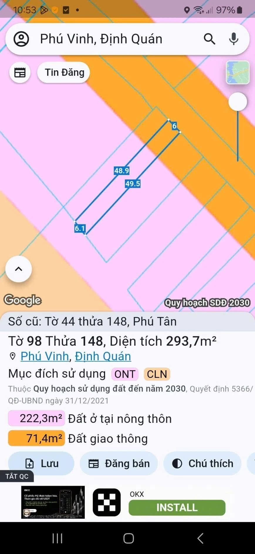Bán nền đất 6x49m Phú Vinh Đồng Nai 750 triệu - Ảnh 1