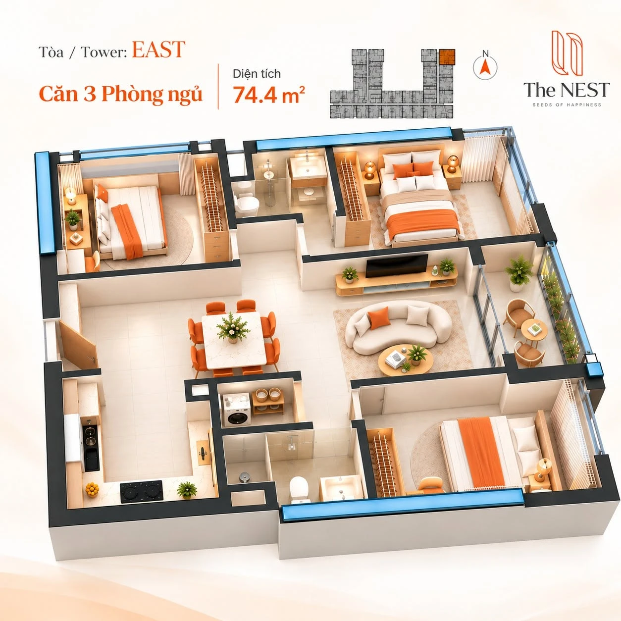 Bán căn góc 3PN 74.4m² giá 3,729 tỷ Thành phố Mới Bình Dương - Ảnh 1