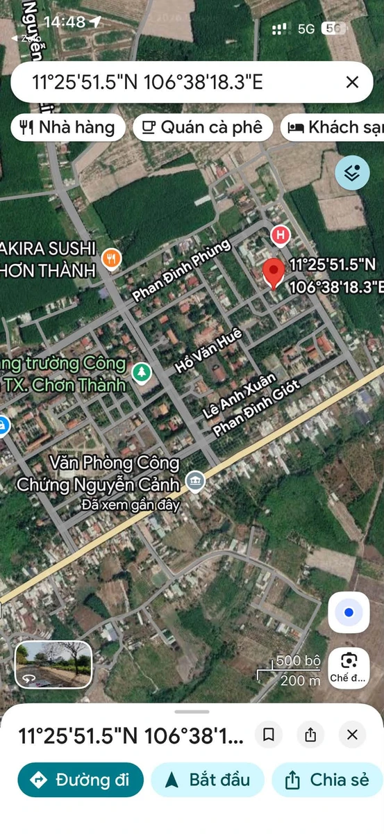 Bán đất mặt tiền đường Tôn Thất Tùng, Chơn Thành, 204m², hơn 1 tỷ - Ảnh 1