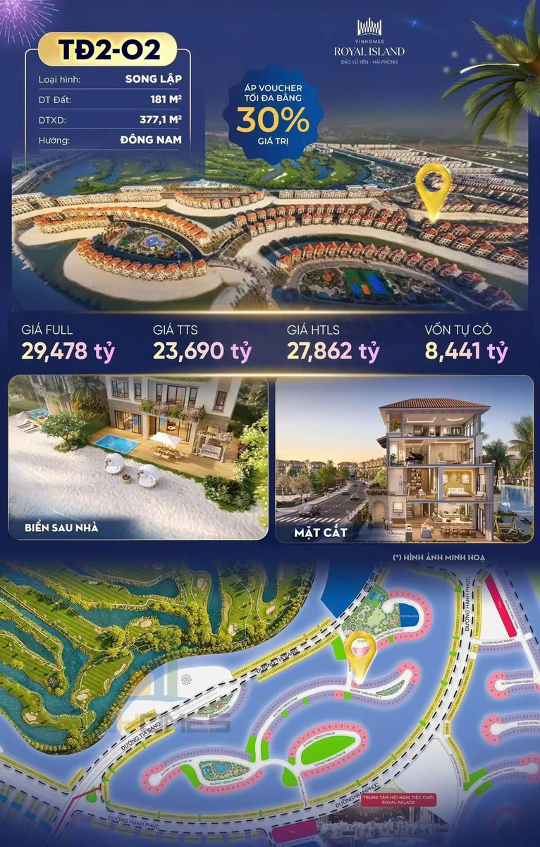 Bán song lập Isla Bella 377m² tại Vinhomes Royal Island Hải Phòng - Ảnh 1