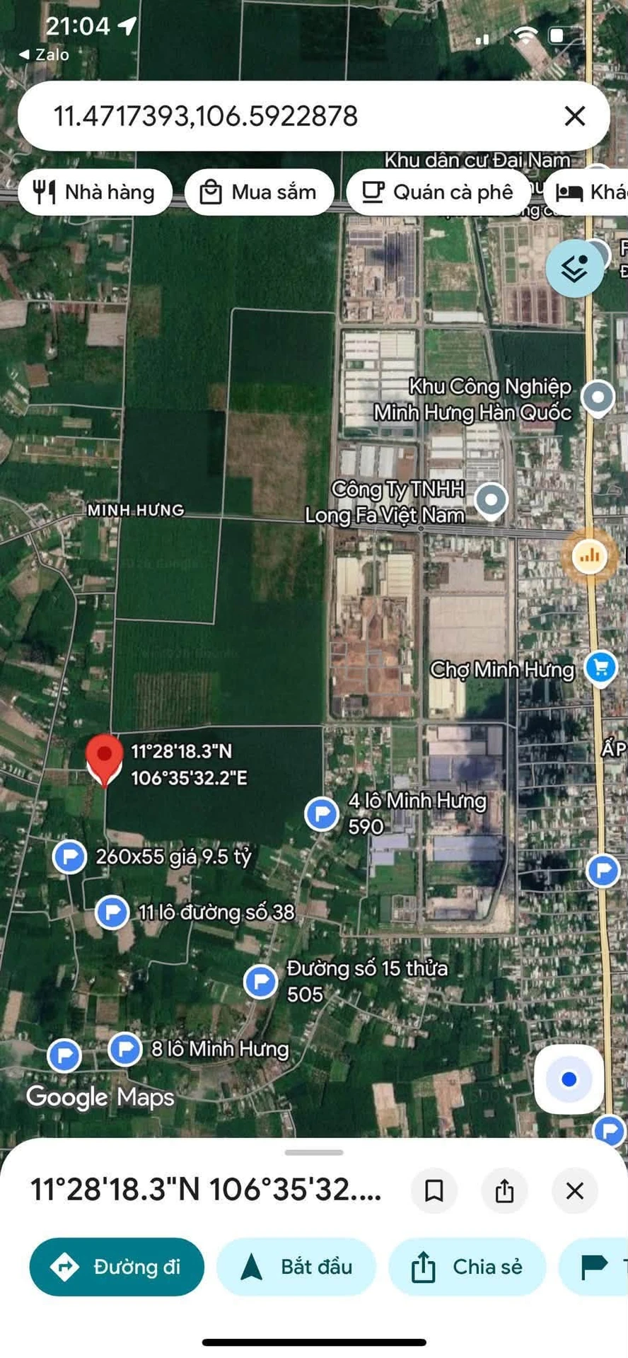 Bán đất 5x55m, thổ cư 50m2, giá 590 triệu, đường số 6 Minh Hưng đối diện KCN Minh Hưng 3 - Ảnh 1