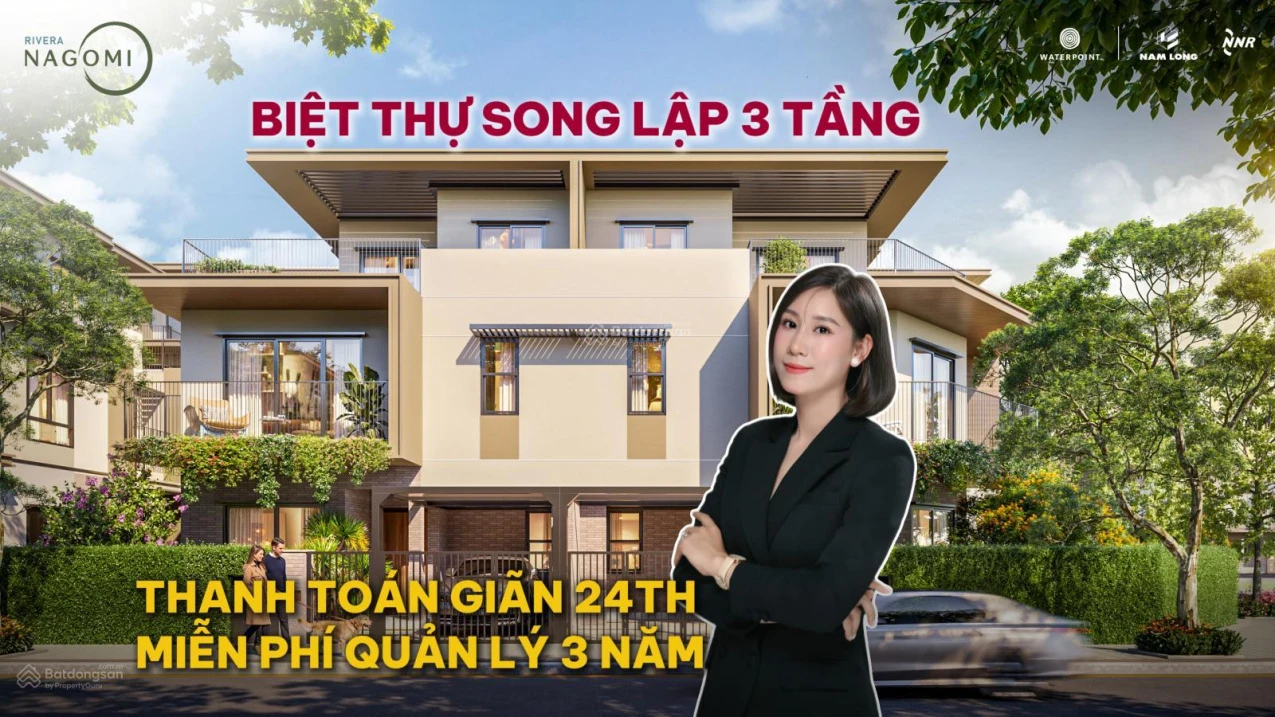 Hiếm | Biệt thự Song lập 3 tầng Rivera Nagomi 7.5 tỷ | Thanh toán giãn 24th, Miễn 3 năm phí quản lý - Ảnh 1
