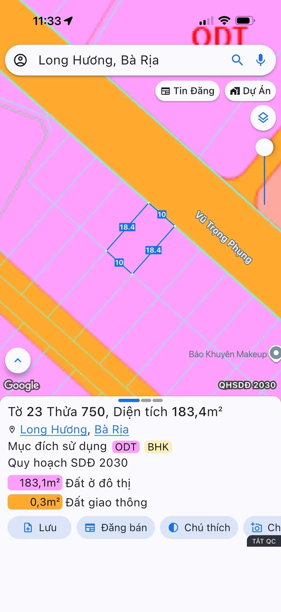 Bán lô đất biệt thự 183m2 mặt tiền Vũ Trọng Phụng Bà Rịa - Ảnh thu nhỏ 5