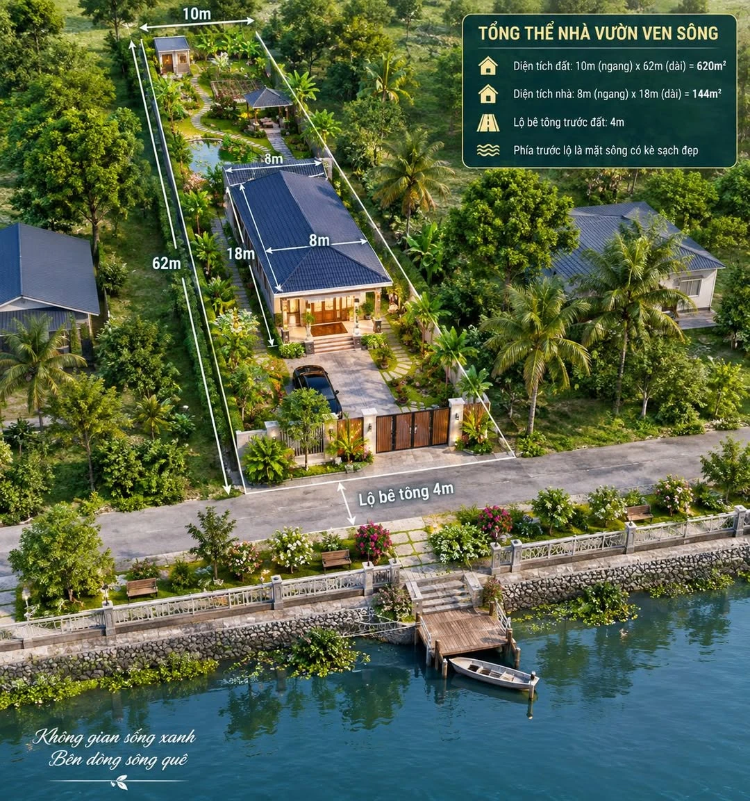 Bán nền biệt thự 615 m2 view sông Cái Răng, Cần Thơ - Ảnh 1