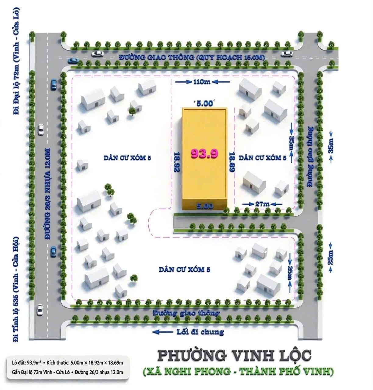 Bán đất Nghi Phong 93.9m² thổ cư chỉ 1 tỷ 1 - Ảnh 1