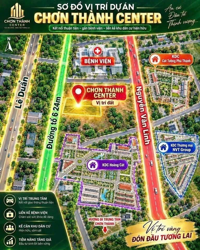 Bán đất ở 225m2 Chơn Thành, Đồng Nai - Mặt tiền kinh doanh - Ảnh 1