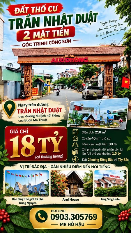 Bán đất 2 mặt tiền 210m2 Buôn Ma Thuột, Đắk Lắk