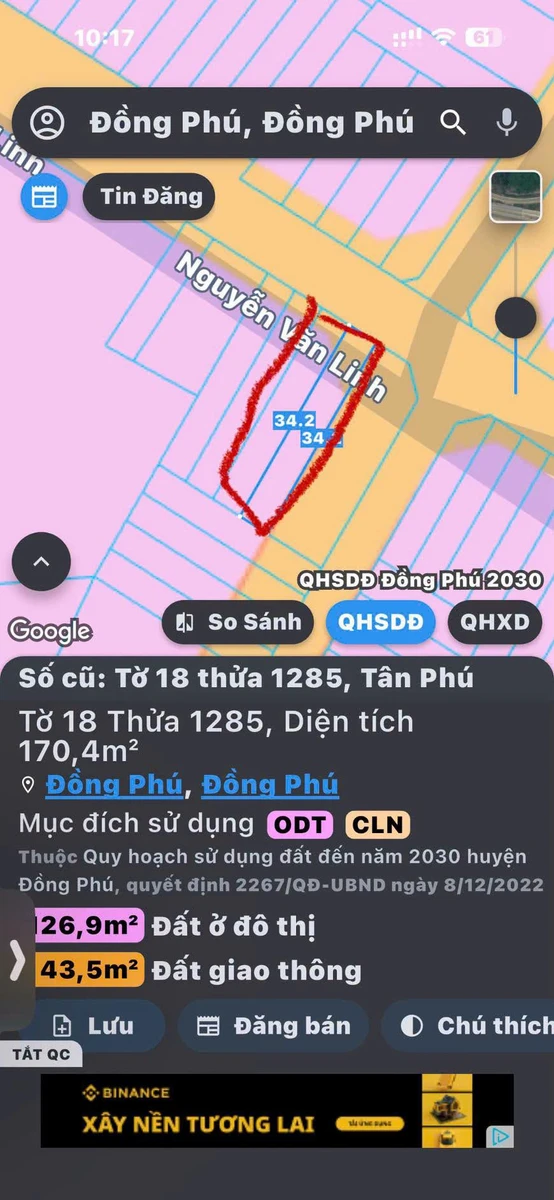 Bán 2 lô đất mặt tiền Nguyễn Văn Linh, 170m², Đồng Phú - Ảnh thu nhỏ 3