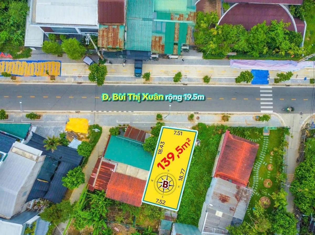 Bán đất mặt tiền Bùi Thị Xuân, Huế, 139,5m², view sông Hương, 3 tỷ 7 - Ảnh 1