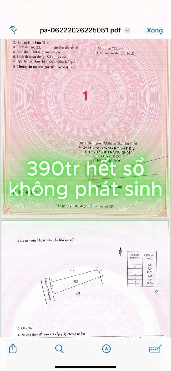 Bán đất 540m2 (100m2 thổ cư) ngang 10m gần KCN Bàu Xéo, Đồng Nai - Ảnh thu nhỏ 4
