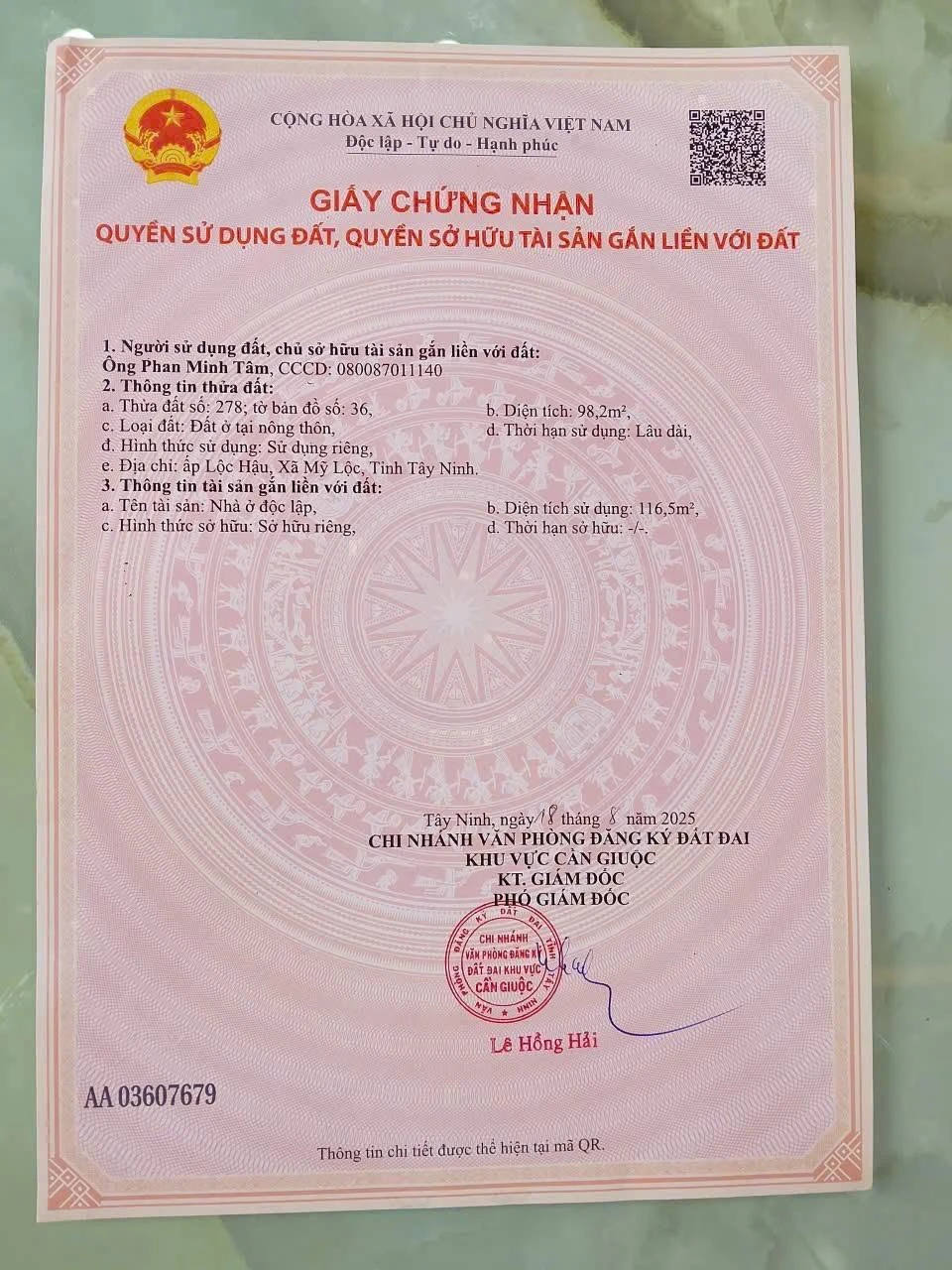 Bán nhà 1 lầu 3PN 98m² Mỹ Lộc, Long An 2.8 tỷ - Ảnh 1
