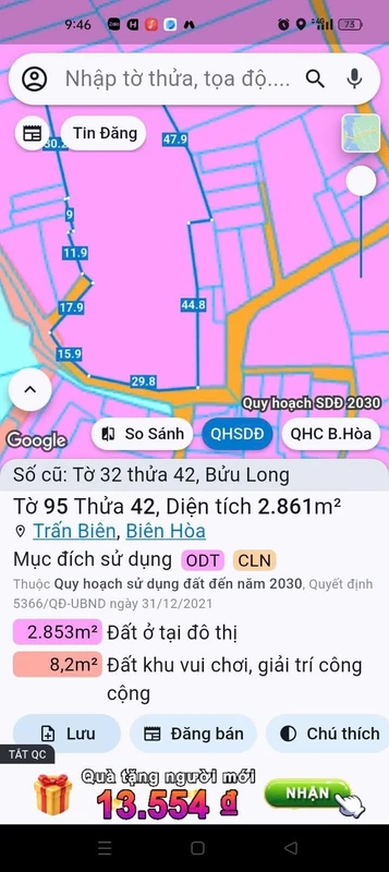 Bán 2800m² đất sổ hồng Biên Hòa 25 tỷ