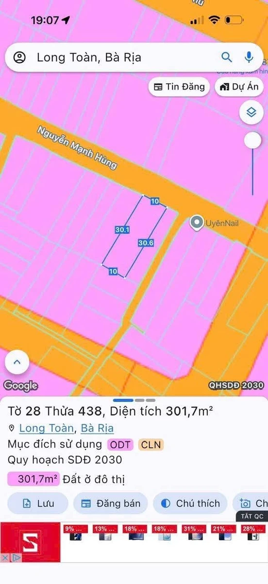 Bán lô đất biệt thự 302m2 đường Nguyễn Mạnh Hùng Bà Rịa - Ảnh thu nhỏ 4