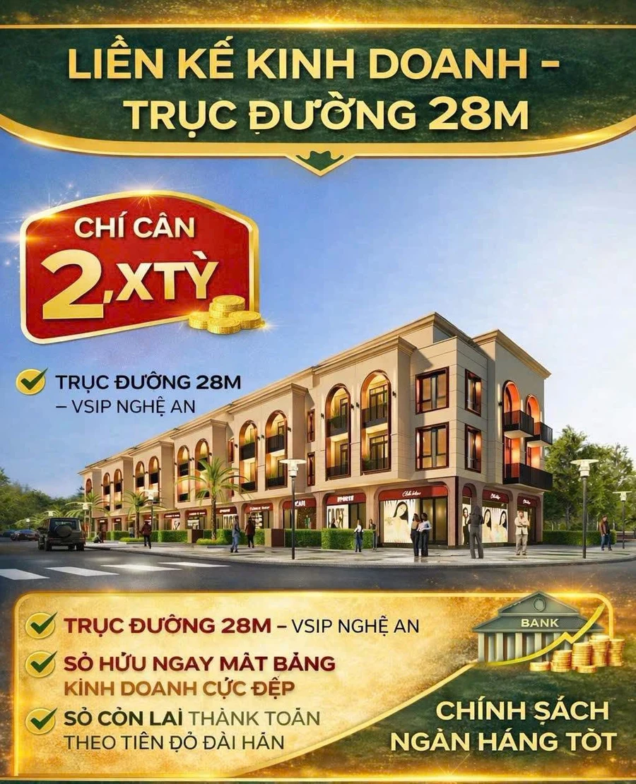 Bán liền kề kinh doanh 150m² 3 tầng Casa Bonita VSIP Nghệ An 6 tỷ - Ảnh 1