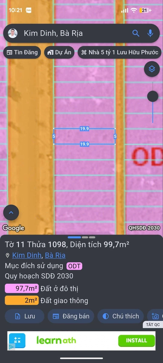 Bán lô đất 5x20m Phường Kim Dinh, Bà Rịa 1 tỷ 650 triệu - Ảnh thu nhỏ 3