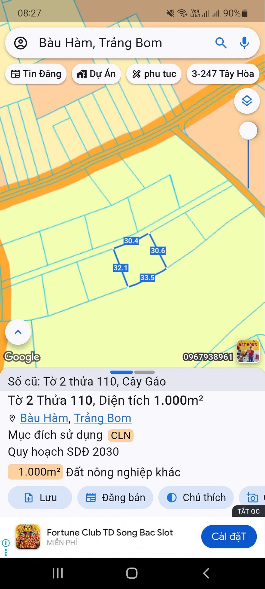 Bán đất CLN 1000m² Bàu Hàm Trảng Bom - Ảnh 1