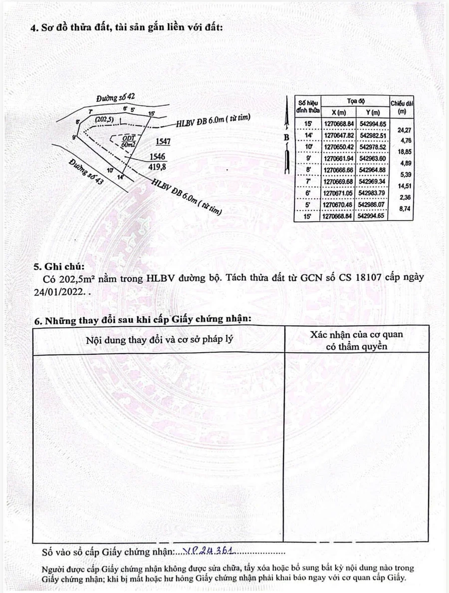 Bán đất 420m² góc 2 mặt tiền đường 42 & 44, Bình Dương, giá 600 triệu - Ảnh thu nhỏ 4