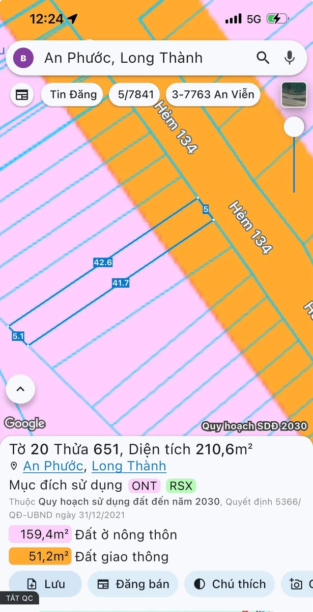 Bán đất mặt tiền kinh doanh 5x43m, sổ hồng thổ cư tại Ấp 8, An Phước, Long Thành - Ảnh 1