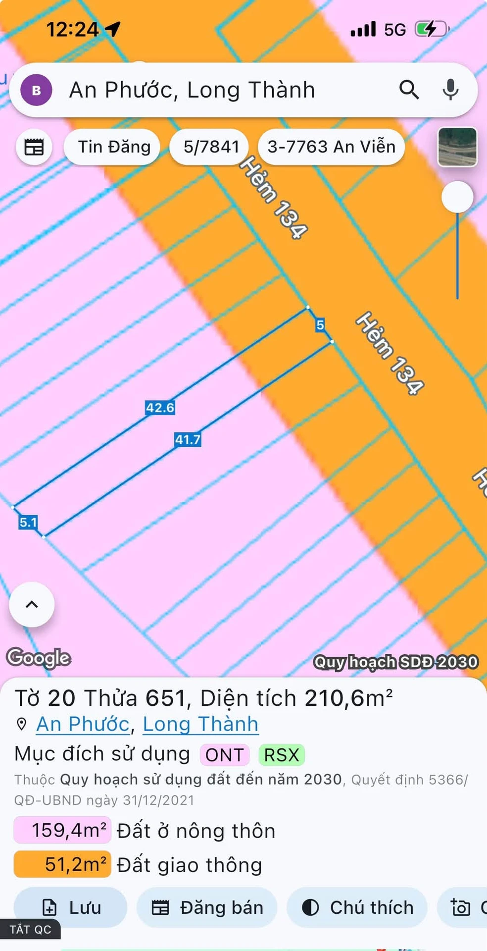 Bán đất mặt tiền kinh doanh 5x43m, sổ hồng thổ cư tại Ấp 8, An Phước, Long Thành - Ảnh 1