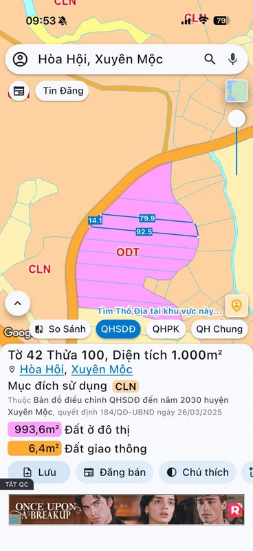 Bán đất thổ cư 50m2 Xuyên Mộc gần hồ Sông Ray 1.2 tỷ