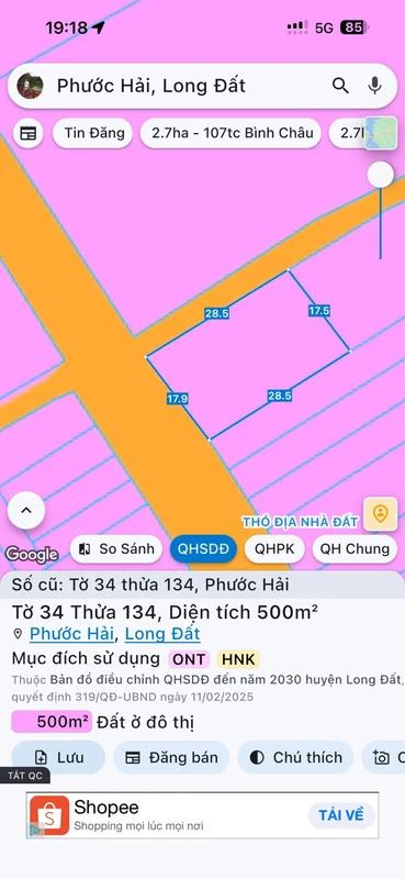 Bán lô góc 500m² KDC Long Mỹ Phước Hải 3.5 tỷ