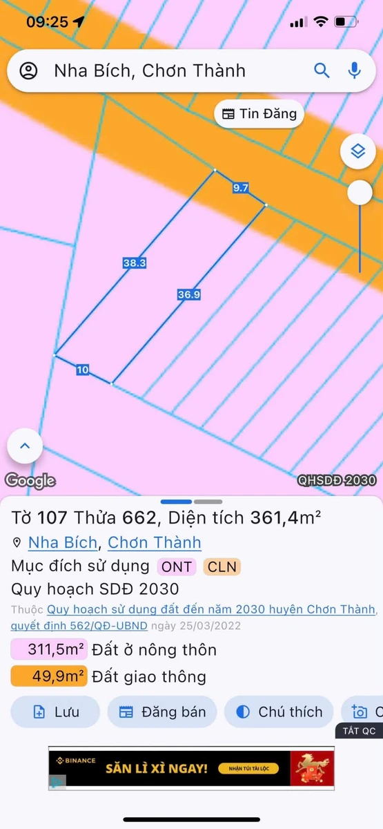 Bán đất THỔ CƯ 193m2 xây nhà trọ tại Nha Bích, 1 tỷ 2 - Ảnh thu nhỏ 2
