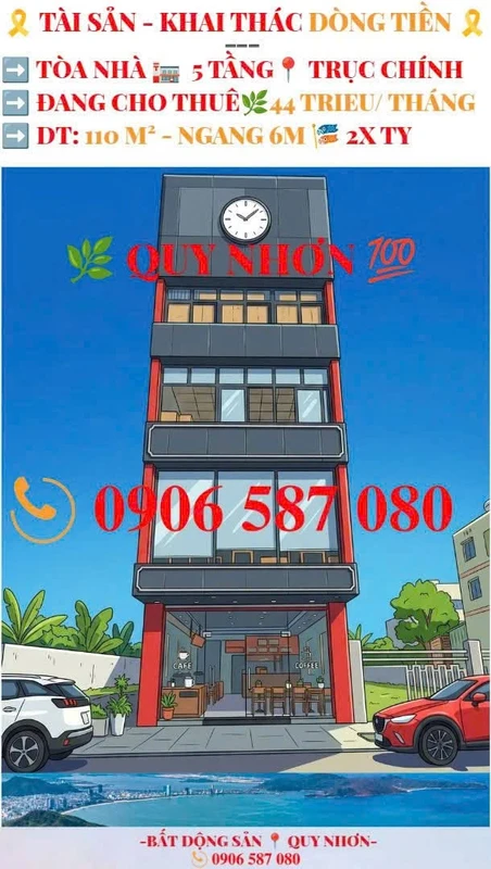 Bán tòa nhà 5 tầng mặt tiền Lê Hồng Phong, Quy Nhơn, DT 110m2, đang cho thuê 44 triệu/tháng