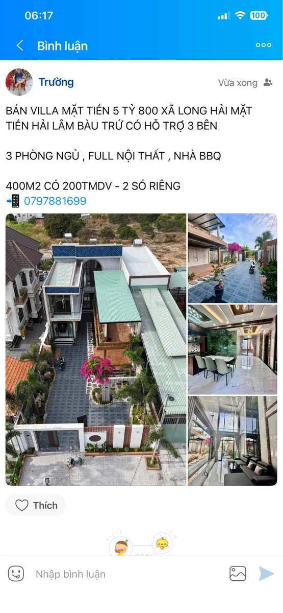 Bán villa mặt tiền 400m2, 3PN, 5 tỷ 800 Long Hải - Ảnh thu nhỏ 5