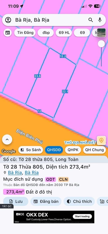 Bán lô biệt thự mặt tiền Điện Biên Phủ 273m² Bà Rịa