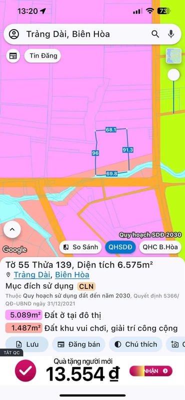 Bán lô đất Trảng Dài Nhà Bè 115m², sổ hồng