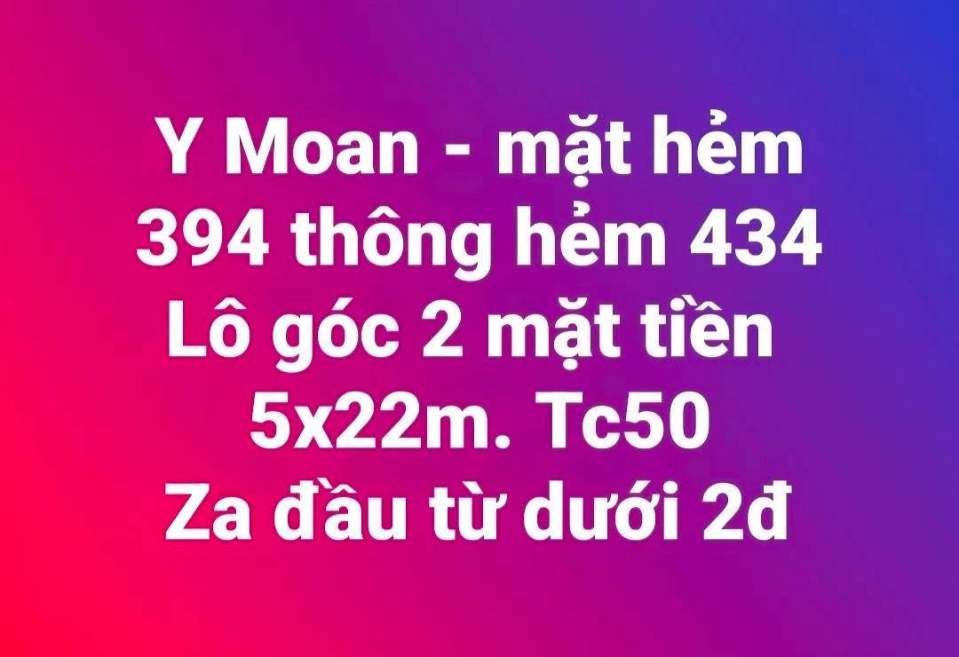 Bán lô đất góc 2 mặt tiền hẻm Y Moan 50m2 giá 1,69 tỷ, Buôn Ma Thuột - Ảnh thu nhỏ 5