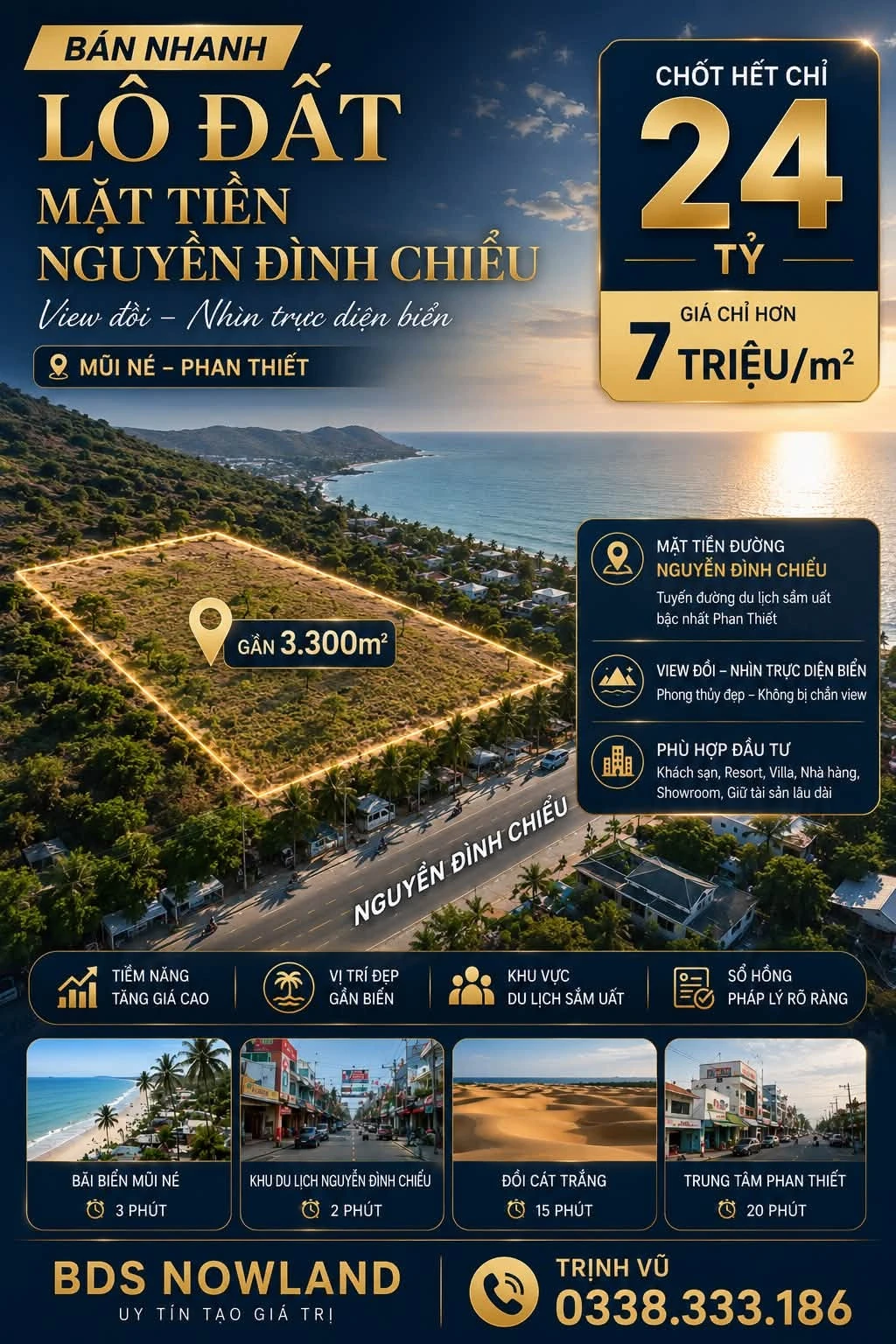 Bán lô đất mặt tiền Nguyễn Đình Chiểu Mũi Né 3.300m² 24 tỷ - Ảnh 1