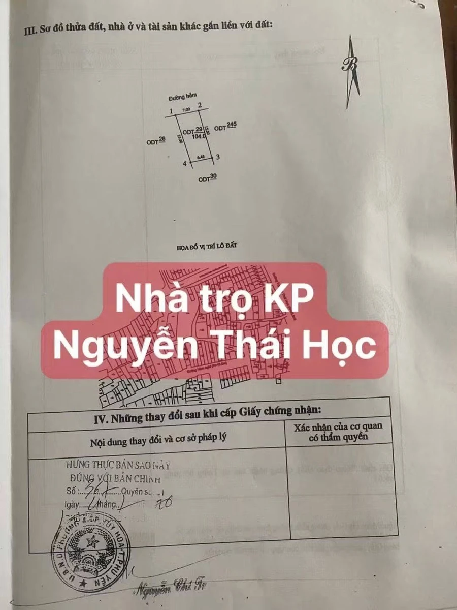 Bán dãy nhà trọ 4 phòng 104m2 Nguyễn Thái Học Tuy Hòa - Ảnh thu nhỏ 3