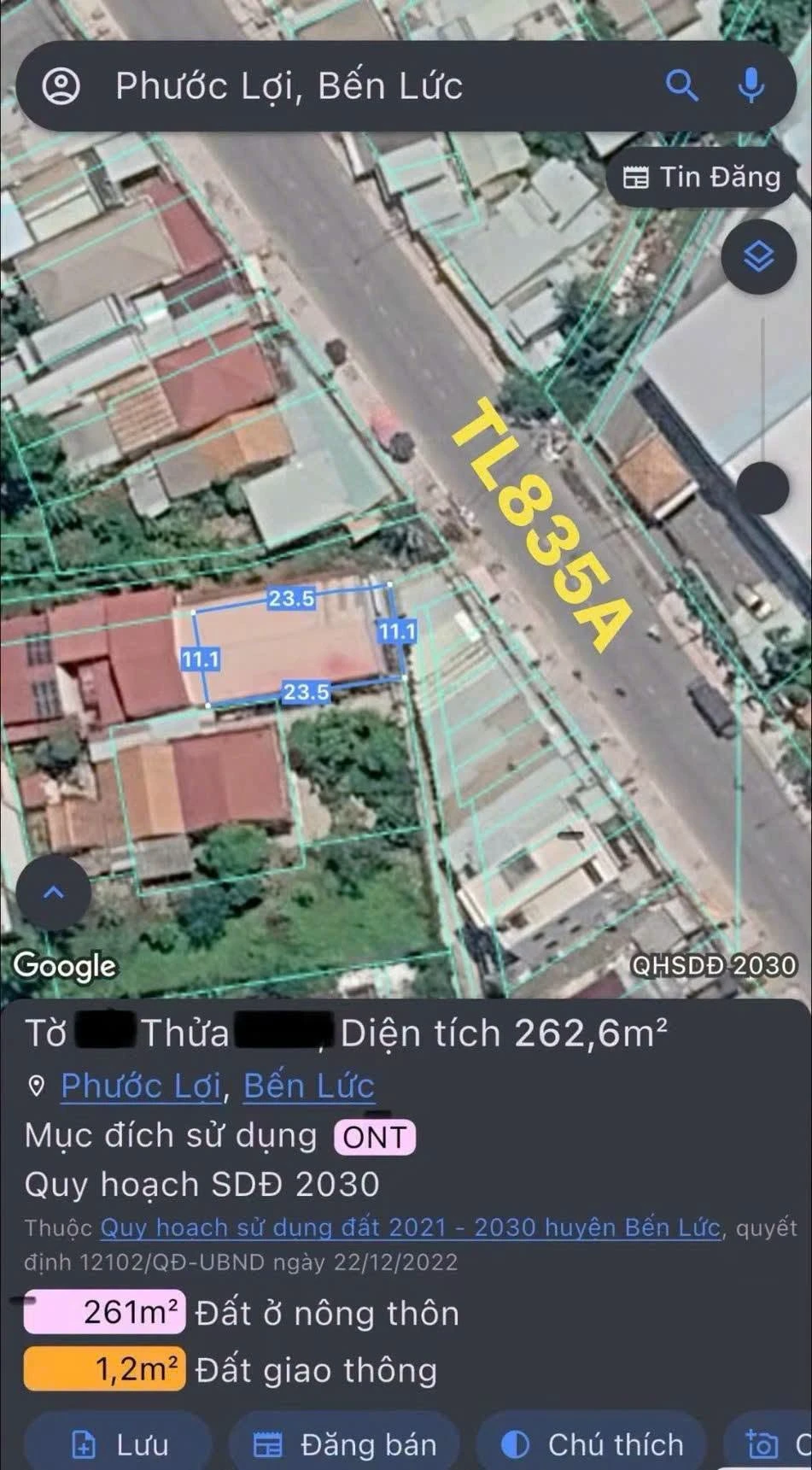 Bán đất thổ cư mặt tiền 262m² Tây Ninh, 5.6 tỷ - Ảnh 1