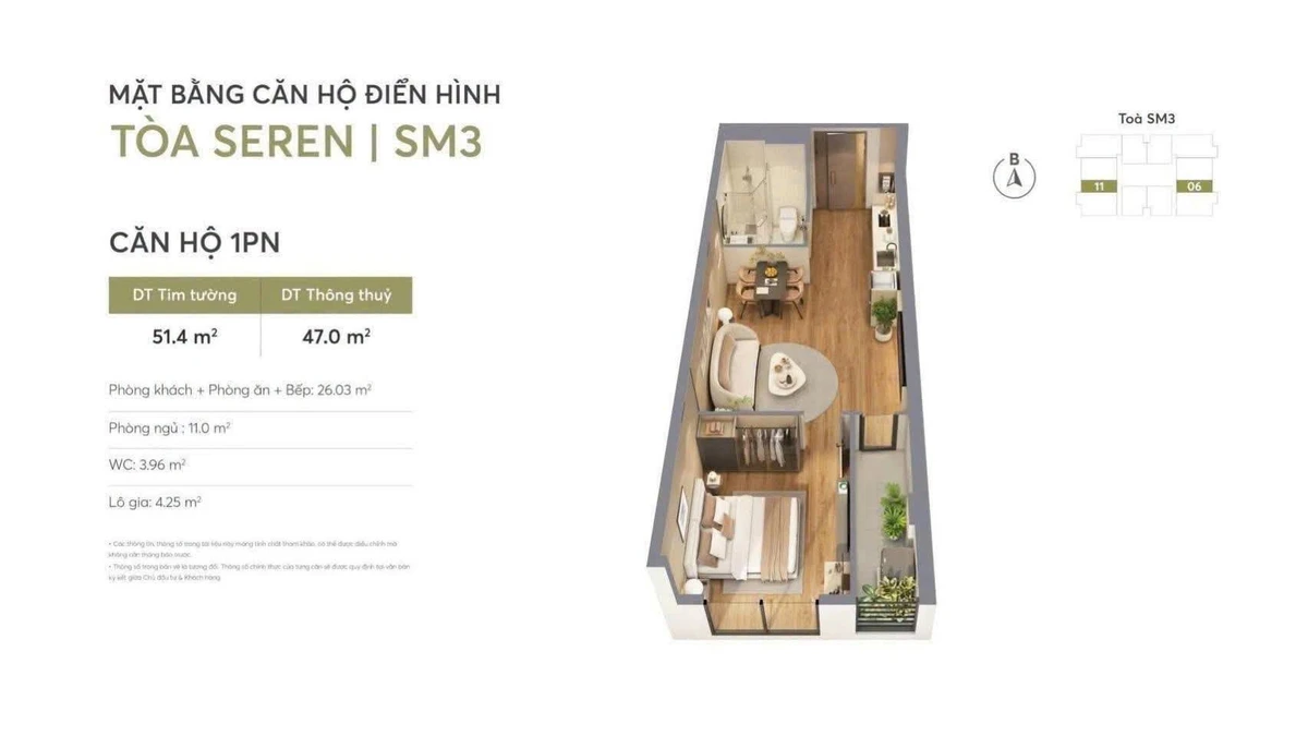 Bán căn hộ 1PN 47m² Greenera Southmark giá 3,2 tỷ, Nam Hà Nội - Ảnh thu nhỏ 2